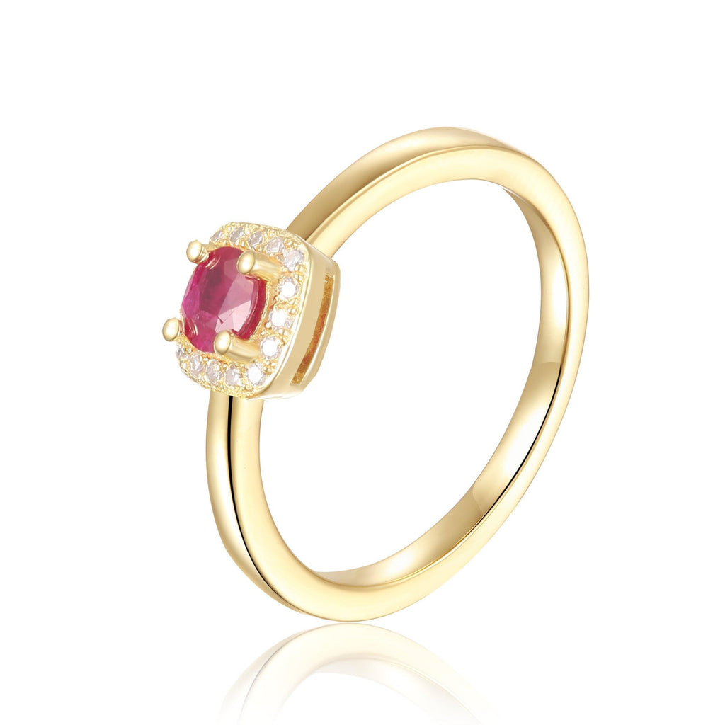 Natural Ruby Solitaire Engagement Ring Ruby Square Ring 