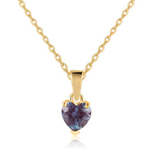 Load image into Gallery viewer, Alexandrite Yellow Gold Heart Necklace Heart Necklace Color Change Created Alexandrite Heart Pendant Necklace - FineColorJewels