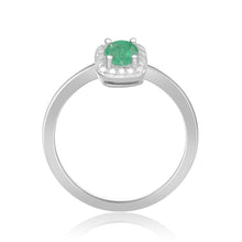Load image into Gallery viewer, Rhodium Plated Sterling Silver Dainty Stackable Ring Emerald Stacking Ring Gift For Women- FineColorJewels