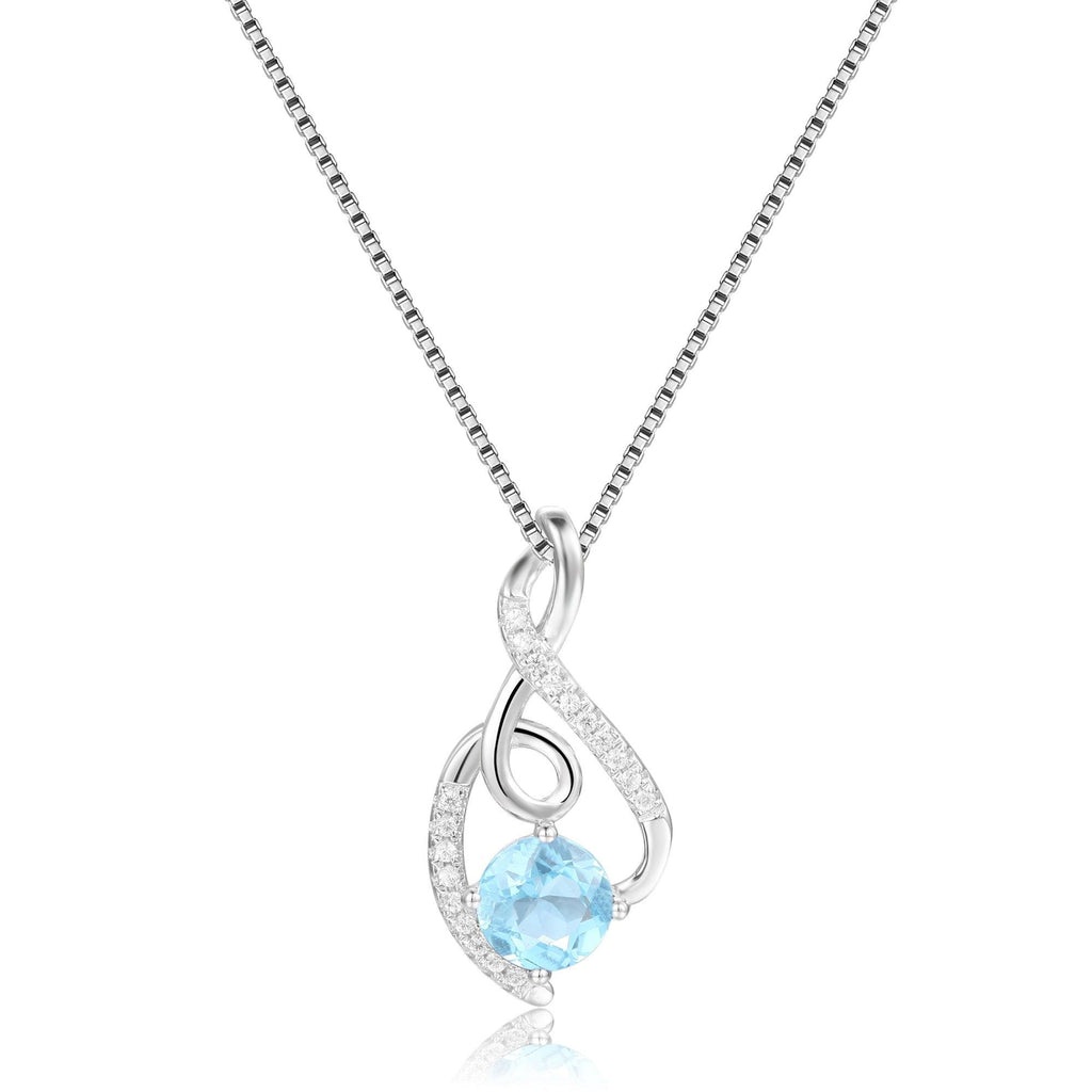 Blue Topaz Treble Clef Music Necklace - FineColorJewels