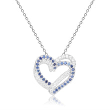 Load image into Gallery viewer, Blue Sapphire Open Heart Necklace - FineColorJewels