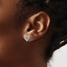 Load image into Gallery viewer, model in heart shape earrings, model in heart shape stud