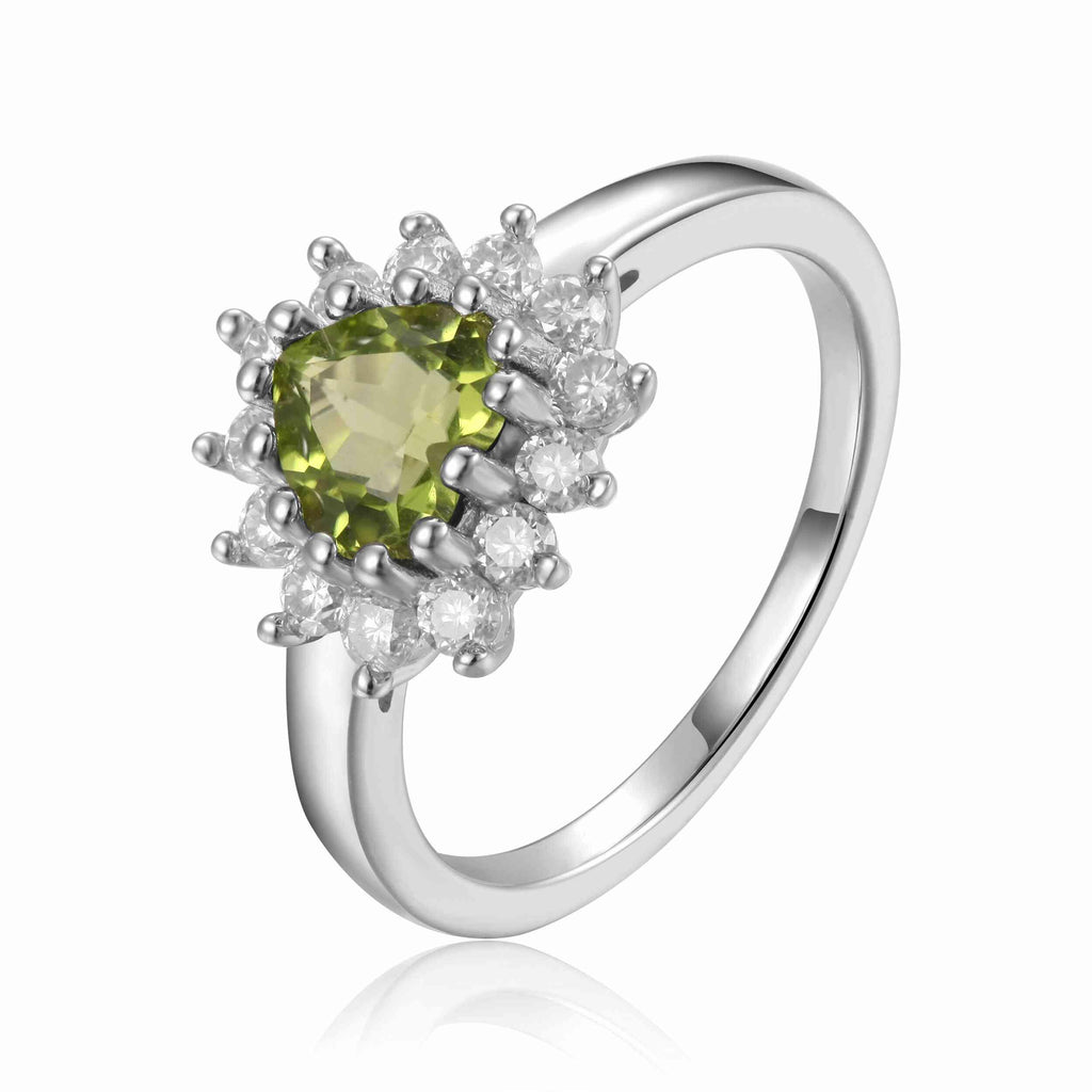 Peridot Halo Heart Ring - FineColorJewels