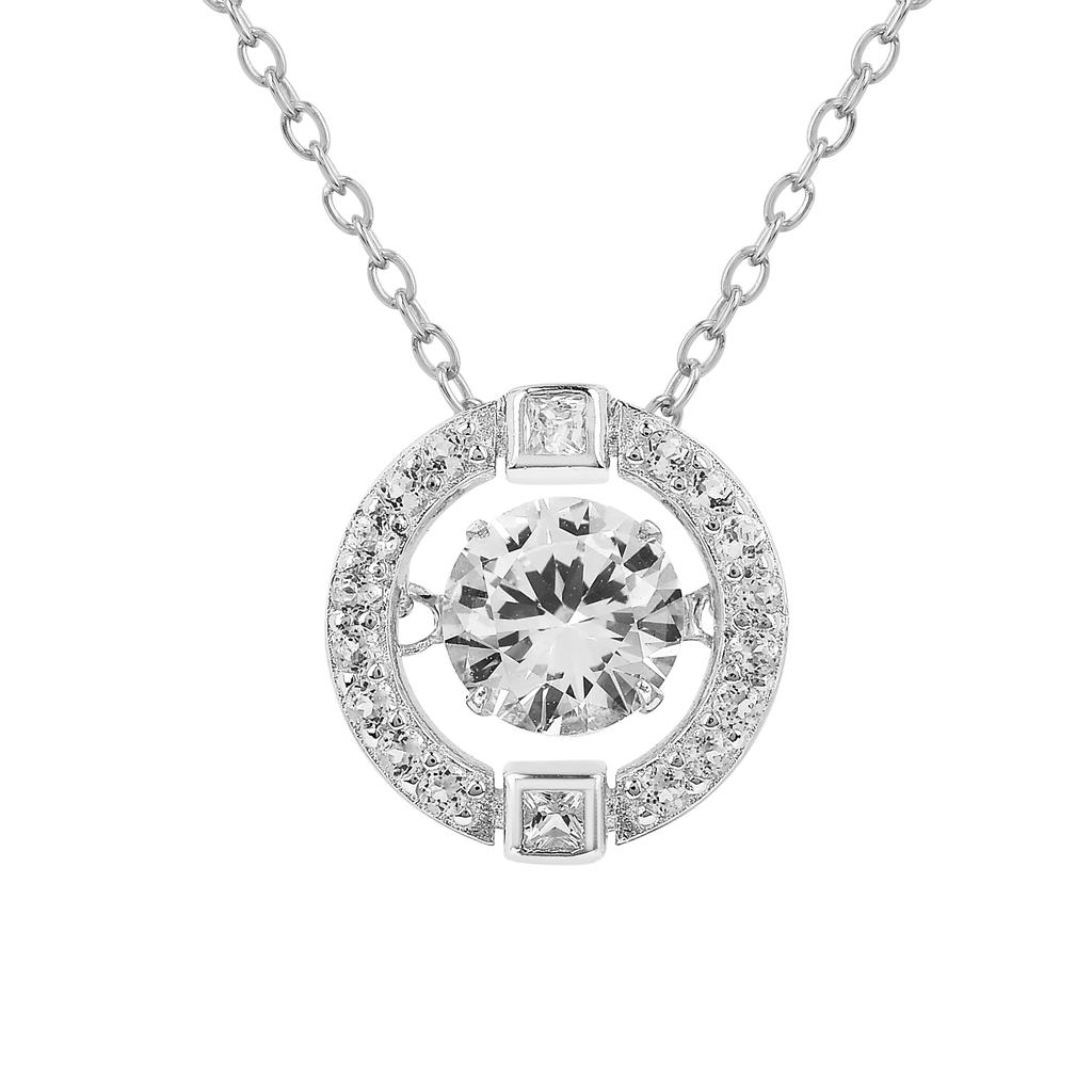 Dancing Stone White Sapphire Halo Necklace