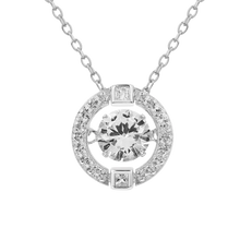 Load image into Gallery viewer, Dancing Stone White Sapphire Halo Necklace