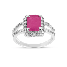 Load image into Gallery viewer, Natural Ruby Split Band Octagon Ring, Octagon ruby in 925 sterling silver band