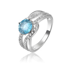 Load image into Gallery viewer, Luxurious Round cut Natural Blue Topaz Ring with White Sapphire - FineColorJewels