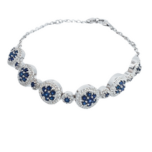 Load image into Gallery viewer, Lab Grown Blue Sapphire Halo Tennis Bracelet