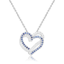 Load image into Gallery viewer, Blue Sapphire Open Heart Necklace - FineColorJewels