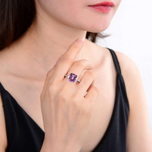 Load image into Gallery viewer, February Birthstone Ring Amethyst Jewelry Purple Cocktail Ring Anniversary Gift For Her