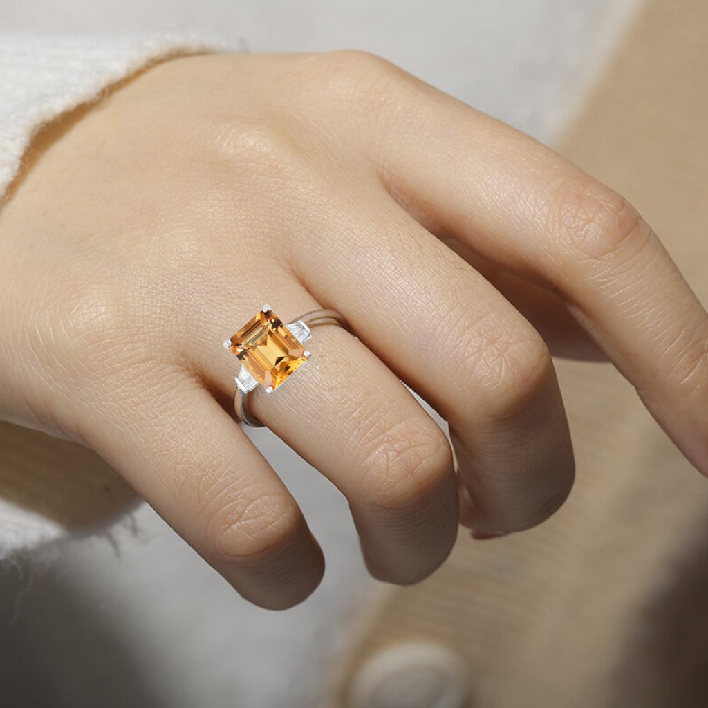 yellow stone ring Natural Citrine Ring Yellow citrine ring octagon citrine ring yellow cocktail ring yellow jewelry gift citrine engagement gift ring for her ring gift for women Personalised Ring golden silver ring proposal ring gift citrine wedding