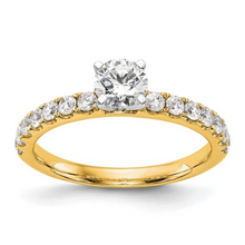 Load image into Gallery viewer, 14K Gold Lab Diamond Solitaire Pave Ring, elegant solitaire ring, affordable diamond solitaire, diamond solitaire on a budget