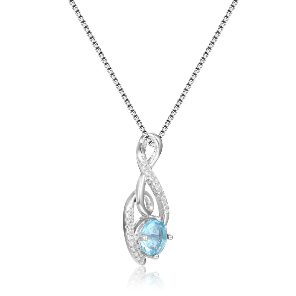 Blue Topaz Treble Clef Music Necklace - FineColorJewels