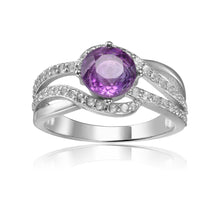 Load image into Gallery viewer, Luxurious Round cut Natural Amethyst Ring with White Sapphire - FineColorJewels