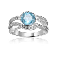 Load image into Gallery viewer, Luxurious Round cut Natural Blue Topaz Ring with White Sapphire - FineColorJewels