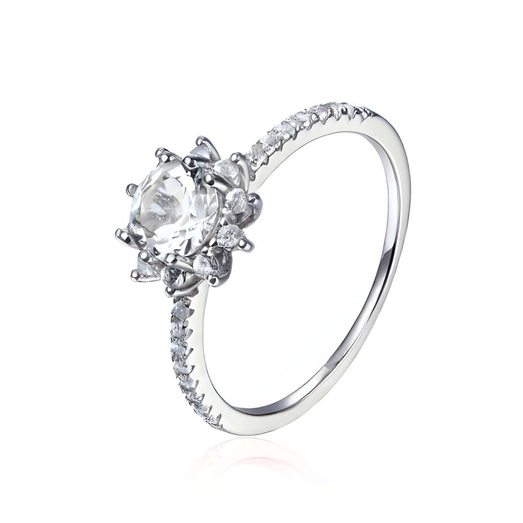 White Topaz Flower Ring