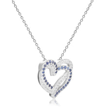 Load image into Gallery viewer, blue sapphire pendant necklace silver necklace blue heart pendant sapphire pendant blue heart necklace heart design pendant blue sapphire heart dainty heart pendant cute heart necklace cute heart pendant dainty necklace blue - FineColorJewels