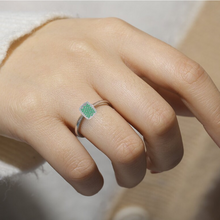 Load image into Gallery viewer, Sterling Silver Emerald Statement Ring for Women Square Statement Ring 