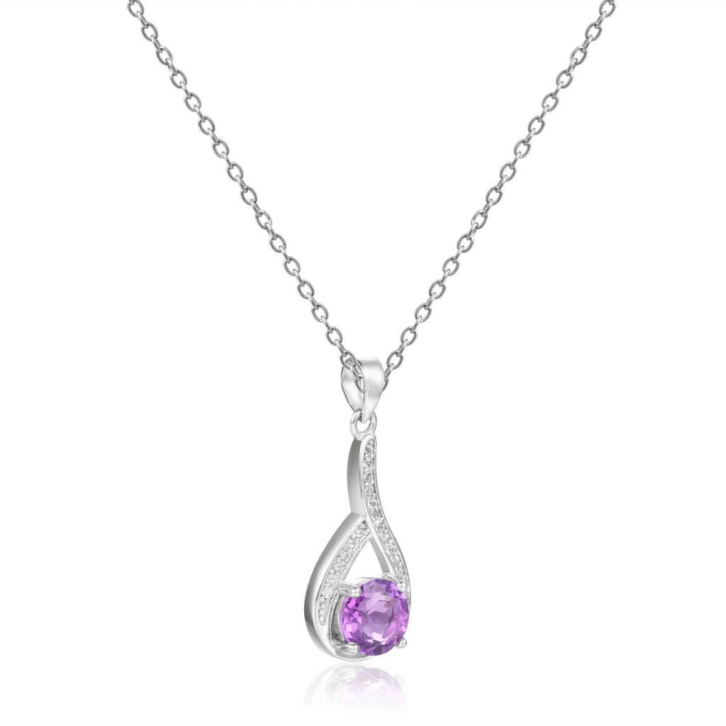 Amethyst Round Pendant Necklace - FineColorJewels