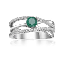 Load image into Gallery viewer, Emerald Solitaire Ring, Layer Ring, Genuine Emerald Ring, Dainty Emerald Ring, Sterling Silver Ring, Emerald May Birthstone Ring, Gift for Mom