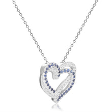 Load image into Gallery viewer, blue sapphire pendant necklace silver necklace blue heart pendant sapphire pendant blue heart necklace heart design pendant blue sapphire heart dainty heart pendant cute heart necklace cute heart pendant dainty necklace blue - FineColorJewels