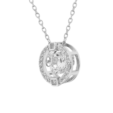 Load image into Gallery viewer, Dancing Stone White Sapphire Halo Necklace