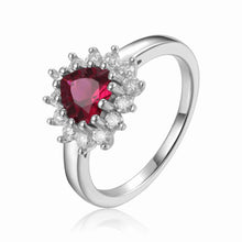 Load image into Gallery viewer, Ruby Halo Heart Ring - FineColorJewels