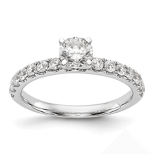 Load image into Gallery viewer, 14K White Gold Lab Diamond Solitaire Pave Ring, elegant solitaire ring, affordable diamond solitaire, diamond solitaire on a budget