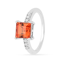 Load image into Gallery viewer, Orange gemstone ring, peach orange sapphire ring