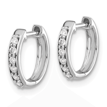 Load image into Gallery viewer, 14k White Gold Diamond Hinged Hoop Earrings