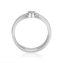 Load image into Gallery viewer, Solid Baguette and Round White Sapphire Sterling Silver Ring with All Natural White Sapphire and White Topaz - FineColorJewels