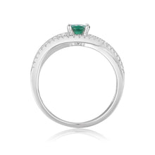 Load image into Gallery viewer, Emerald jewelry, emerald ring on a budget, affordable ring design, split band ring design