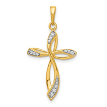 Load image into Gallery viewer, 14K Yellow Gold Lab Diamond Cross,  Lab Grown Diamond Infinity Pendant, Charm Bridal Pendant For Women, Mothers Day Gift for Her Pendant