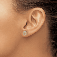 Load image into Gallery viewer, model in cluster earring, model in lab grown earrings