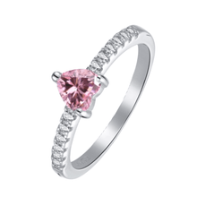 Load image into Gallery viewer, Pink Zirconia Ring Pink Cz Gemstone Heart Shaped Ring