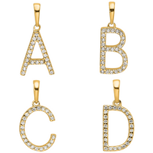 Load image into Gallery viewer, 14K Gold Letter Initial Pave Diamond Pendant