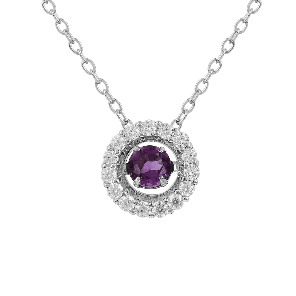 Natural Amethyst Dancing Stone Halo Necklace