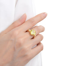 Load image into Gallery viewer, Yellow Sapphire Solitaire Ring 18K Yellow Gold Plated Sterling Silver Ring