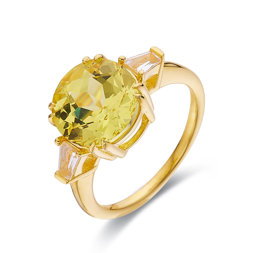 Canary Yellow Sapphire Solitaire Ring in Gold Plated Silver