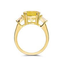 Load image into Gallery viewer, Canary Yellow Sapphire Solitaire Ring 18K Yellow Gold Plated Sterling Silver Ring Created Yellow Sapphire Diamond Engagement Ring For Women