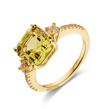 Load image into Gallery viewer, Golden Horizon Asscher RingCanary Yellow Lab Grown Sapphire Ring - FineColorJewels