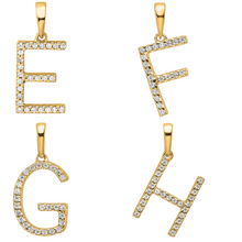 Load image into Gallery viewer, 14K Gold Letter Initial Pave Diamond Pendant