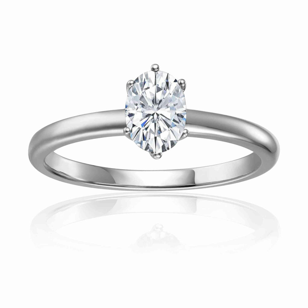 Moissanite Solitaire One Carat Ring | 925 Sterling Silver Moissanite Solitaire Ring | White Silver Ring | Women's Day Gift for Her - FineColorJewels