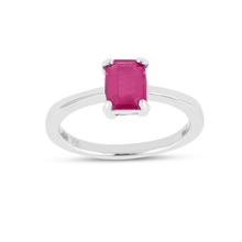 Load image into Gallery viewer, Natural Ruby Solitaire Ring, square shape ruby ring, natural gemstone ring design, solitaire ruby ring design