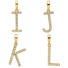 Load image into Gallery viewer, 14K Gold Letter Initial Pave Diamond Pendant