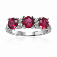 Load image into Gallery viewer, Ruby Three Stone Ring for Women - FineColorJewels