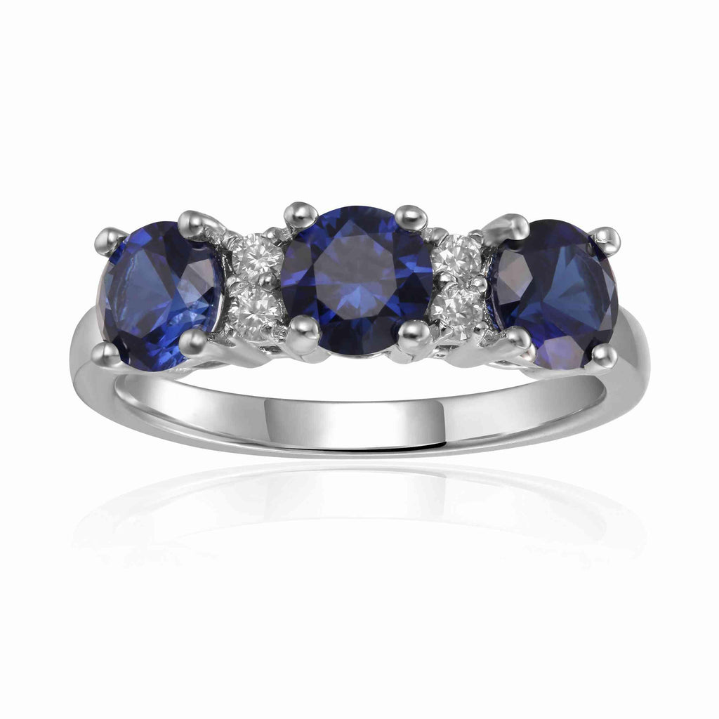 Lab Grown Blue Sapphire Ring September Birthstone Ring- FineColorJewels