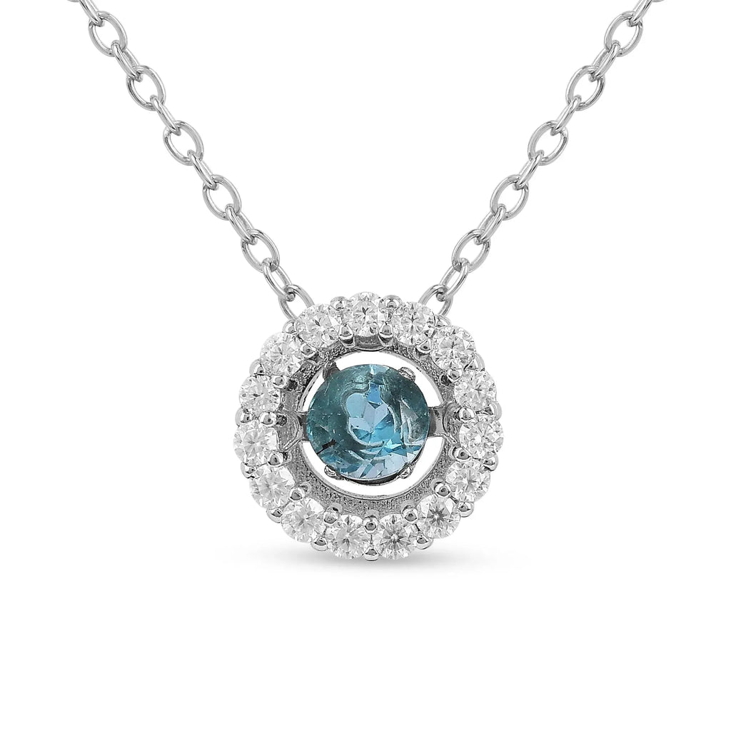 Natural Blue Topaz Dancing Stone Necklace