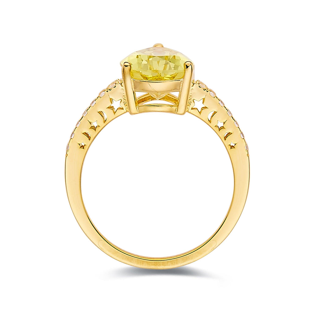 Canary Yellow Sapphire Ring with Accents 18K Yellow Gold Plated Sterling Silver Yellow Diamond Bold Ring Engagement Ring Gift for Women- FineColorJewels