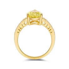 Load image into Gallery viewer, Canary Yellow Sapphire Ring with Accents 18K Yellow Gold Plated Sterling Silver Yellow Diamond Bold Ring Engagement Ring Gift for Women- FineColorJewels